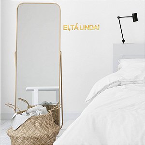 Espelho Decorativo "Ei, tá linda!" - Acrílico Espelhado Dourado