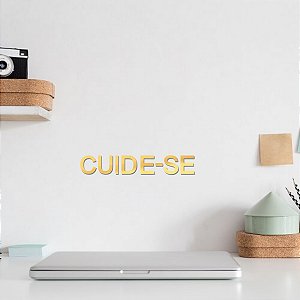 Espelho Decorativo "CUIDE-SE"F1 - Acrílico Espelhado Dourado