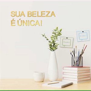Espelho Decorativo "Sua beleza é única!" - Acrílico Dourado