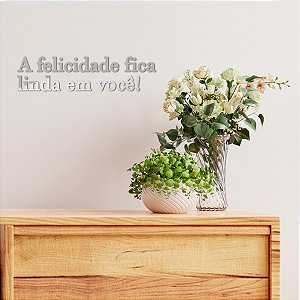 Espelho "A felicidade fica linda em você!" - Acr. Esp. Prata