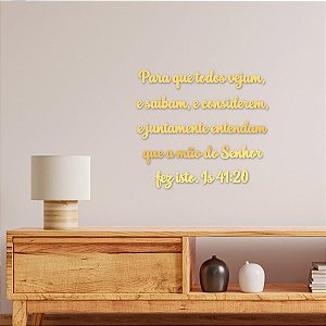 Espelho Para que todos vejam, e saibam,...Is 41:20 - Dourado