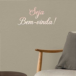 Espelho "Seja Bem-vinda!" F5 - Acrílico Espelhado Rosa