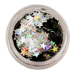 Glitter Estrelas Prata Holográfico 3g