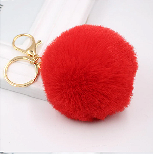 Chaveiro Pompom Pelúcia Vermelho