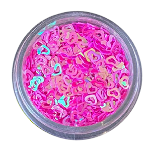 Glitter Coracao Vazado Rosa 3g