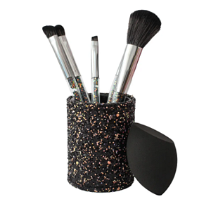 Kit de pincéis e esponja Shine It On Miss Frandy Cor Preto