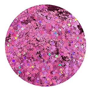 Glitter Estrelas Rosa Holográfico 3g
