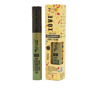 Máscara Para Cílios Mega Alongamento + Curva e Volume Cor Preta Max Love