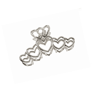 Presilha de Metal Prata Corações