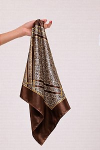 Lenço Feminino Estampado Premium Listras Marrom