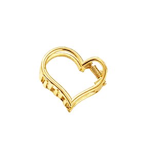 Presilha Piranha de Metal Dourada Vazada Coração