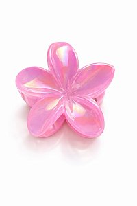 Presilha Piranha Holografica Flor G Rosa