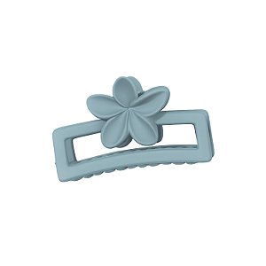 Presilha Piranha Retangular Flor Azul Acinzentado