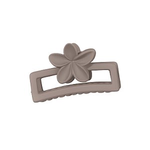 Presilha Piranha Retangular Flor Marrom