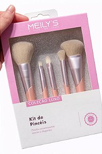 Kit Pinceis Coleção Luxo Rosa Ref 02 Meilys