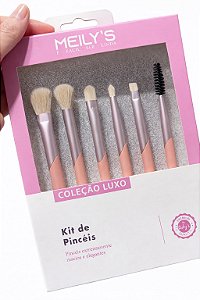Kit Pinceis Coleção Luxo Rosa Ref 01 Meilys