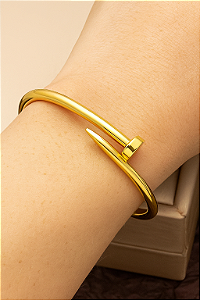 Pulseira Bracelete Aço Dourado Prego
