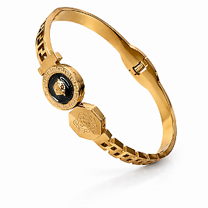 Bracelete Feminino Dourado Medusa Aço Inoxidável