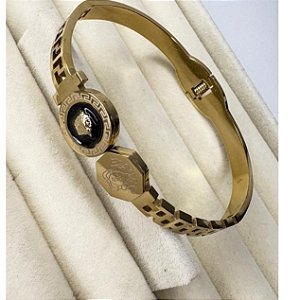 Bracelete Feminino Dourado Medusa Aço Inoxidável