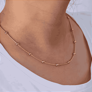 Colar Corrente Dourada de Bolinha Aço Inoxidável Esferas