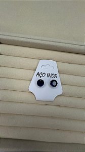 Brinco Ponto de Luz Azul Feminino Aço Inoxidável Prata Joia Minimalista