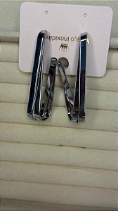 Brinco Pendurado Riscado Aço Inoxidável Prata