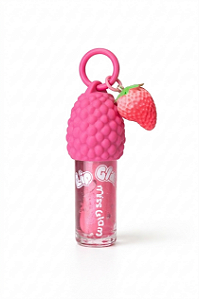 Gloss Labial com Chaveiro Morango Miss Glam Edição Especial Cor Rosa