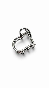 Presilha Piranha Mini Metal Prata Coração