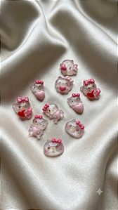 Aplique Mini Hello Kitty em Resina para Artesanato e Laços