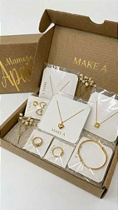 Box Surpresa Semijoias Aço Inoxidável Dourado 10 Peças