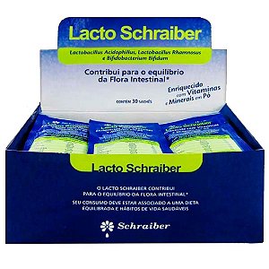 Probiótico Lacto Schraiber 30 Saches SEM LACTOSE - 3 Bilhões de UFC por sachê Enriquecido com Vitaminas e Minerais em Pó