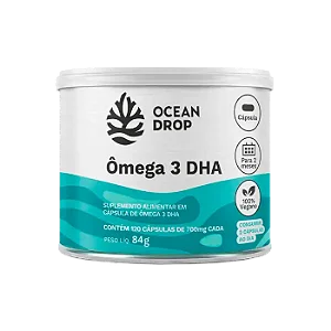 Ômega 3 DHA de Microalgas Ocean Drop 120 Cápsulas 700 Mg