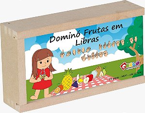 Brinquedo Educativo Domino De Frutas Em Libras Em MDF 28 Peças - Carlu