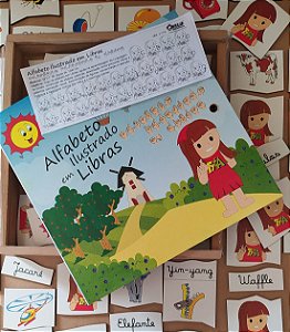 Brinquedo Educativo Alfabeto Ilustrado Em Libras MDF 80 Peças - Carlu