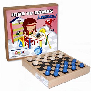 Brinquedo Educativo Jogo de Dama Adaptado Estojo Em MDF