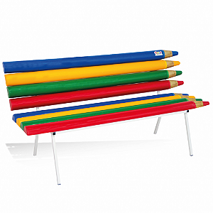 BANCO COLORIDO EM FORMATO DE LÁPIS PLÁSTICO GRANDE 163 CM