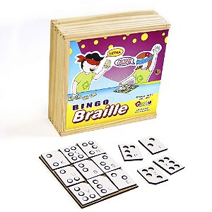 Jogo Bingo Braille Mdf 06 Cartelas + 54 Letras Carlu