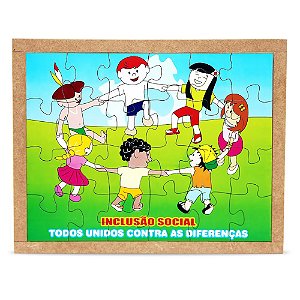 Quebra Cabeça Infantil Inclusão Social Mdf 24 Pç Carlu