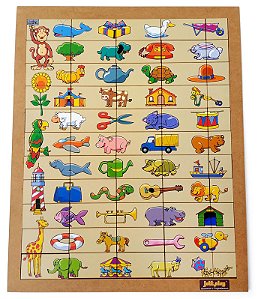 Brinquedo Educativo Quebra Cabeça Metades Tabuleiro Com 55 Peças