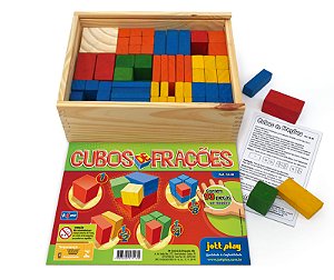 Brinquedo Educativo Cubos De Frações 93 Peças De Madeira