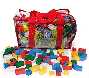 Brinquedo Educativo Mochila Monta Fácil Com 500 Peças Em Formato Circular Triangular Quadrado E Retangular