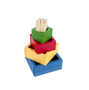 Cubos De Encaixe Caixas Coloridas  Mdf 5 Peças