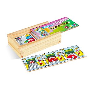 Brinquedo Educativo Sequencia Lógica Trânsito Mdf 16 Peças