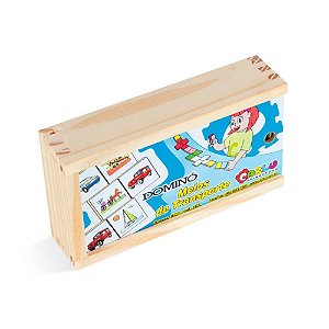 Brinquedo Educativo Dominó Meios De Transporte Mdf 28 Peças