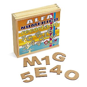 Jogo Educativo Alfanumérico Recortado Em Mdf Com 46 Peças