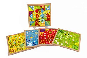 Brinquedo Educativo Mosaico Fantastico Kit Com 4 Base Mdf 144 Peças