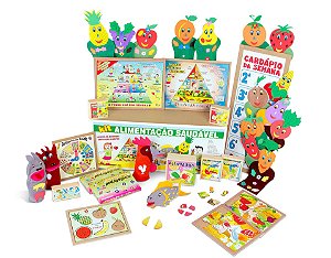 Brinquedo Educativo Kit Alimentação Saudável 18 Itens Maleta Com Rodas