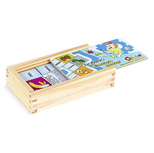 Brinquedo Educativo Dominó Alimentacao Saudavel Mdf 28 Peças