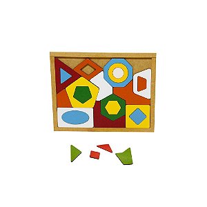 Brinquedo Educativo Quebra Cabeça Geometrico Base Mdf Com 24 Peças