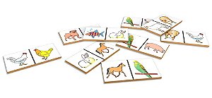 Brinquedo Educativo Dominó Animais Domésticos Mdf 28 Peças